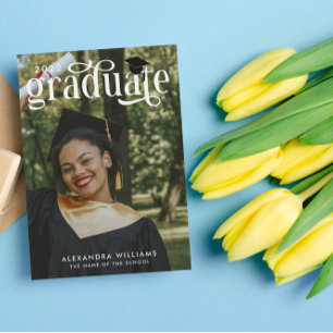 Seafoam Green Elegant White Overlay Photo Graduate Invitation