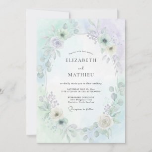 Seafoam Green Ethereal Flora Wedding Invitation