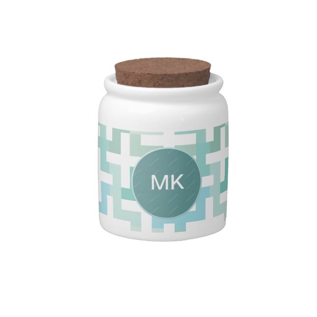 Seafoam Green Geometric Candy Jar (Front)