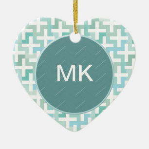 Seafoam Green Geometric Ceramic Ornament