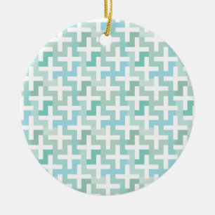 Seafoam Green Geometric Ceramic Ornament