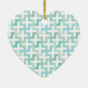 Seafoam Green Geometric Ceramic Ornament