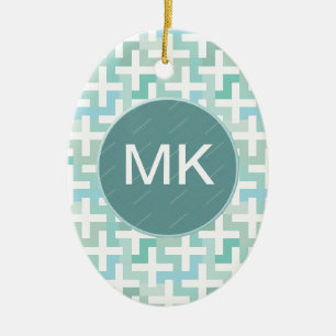 Seafoam Green Geometric Ceramic Ornament