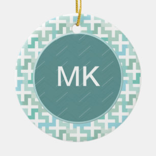 Seafoam Green Geometric Ceramic Ornament