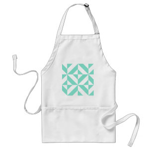 Seafoam Green Geometric Deco Cube Pattern Adult Apron