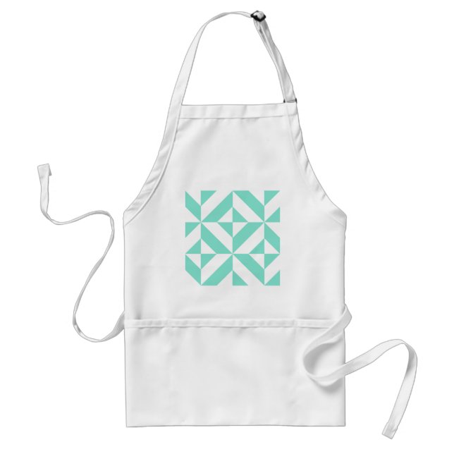 Seafoam Green Geometric Deco Cube Pattern Adult Apron (Front)