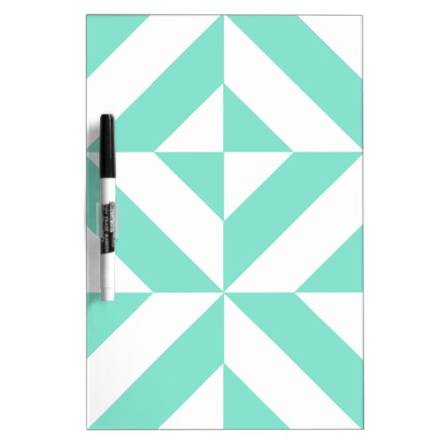 Seafoam Green Geometric Deco Cube Pattern Dry_Erase Board
