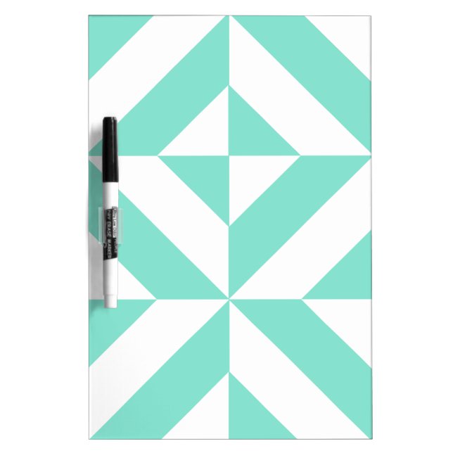 Seafoam Green Geometric Deco Cube Pattern Dry-Erase Board (Front)