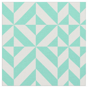 Seafoam Green Geometric Deco Cube Pattern Fabric