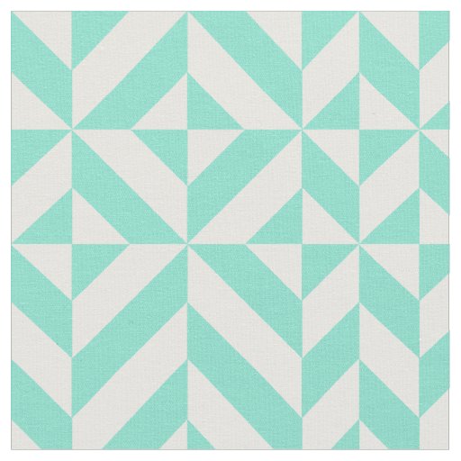 Seafoam Green Geometric Deco Cube Pattern Fabric
