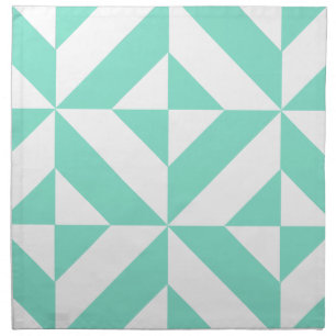 Seafoam Green Geometric Deco Cube Pattern Napkin