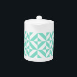Seafoam Green Geometric Deco Cube Pattern Teapot<br><div class="desc">This abstract,  geometric cubed pattern will add vibrance and classic flair to any home or office decor. Always ready for you to personalize with your name and/or your loved one's name,  as well.</div>