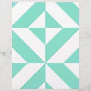 Seafoam Green Geometric Deco Scrapbook Paper