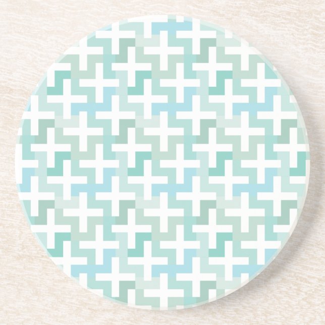 Seafoam Green Geometric Drink Coaster (Front)