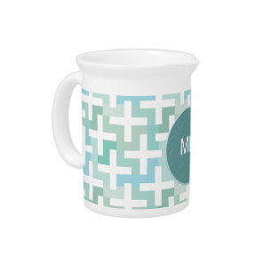 Seafoam Green Geometric Drink Pitcher