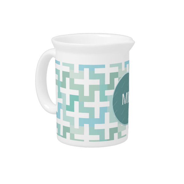Seafoam Green Geometric Drink Pitcher (Left)