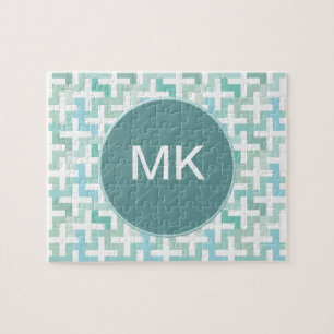 Seafoam Green Geometric Jigsaw Puzzle