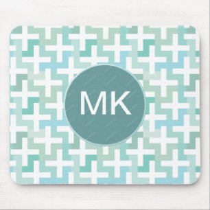 Seafoam Green Geometric Mouse Pad