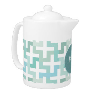 Seafoam Green Geometric Teapot