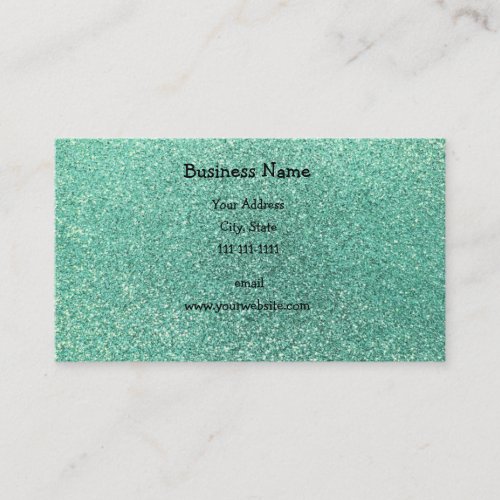 Seafoam green glitter business card