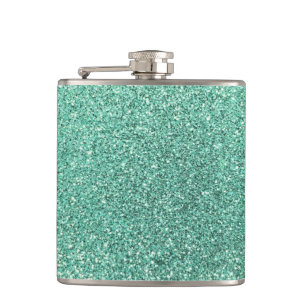 Seafoam green glitter flask
