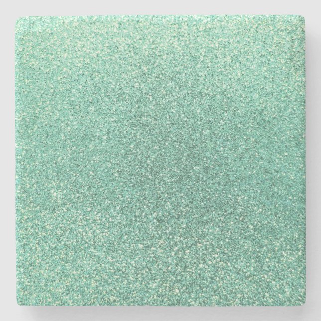 Seafoam green glitter stone coaster (Front)