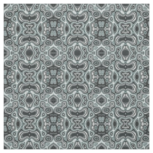 Seafoam Green Gray Bali Batik Style Pattern Fabric (Swatch)