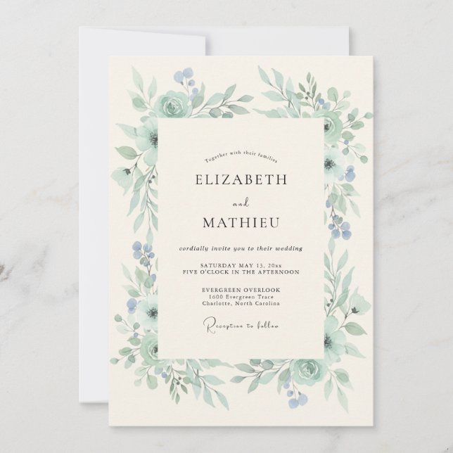 Seafoam Green Luminous Spring Wedding Invitation (Front)