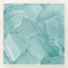 Seafoam Green Marble Glass Coaster