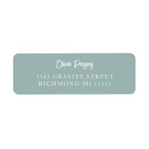Seafoam Green Modern Minimally Scripted Address La Label