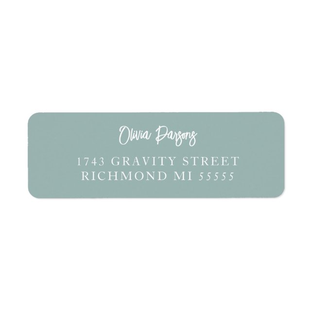 Seafoam Green Modern Minimally Scripted Address La Label (Front)