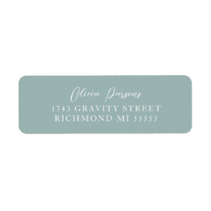 Seafoam Green Modern Minimally Scripted Address Label