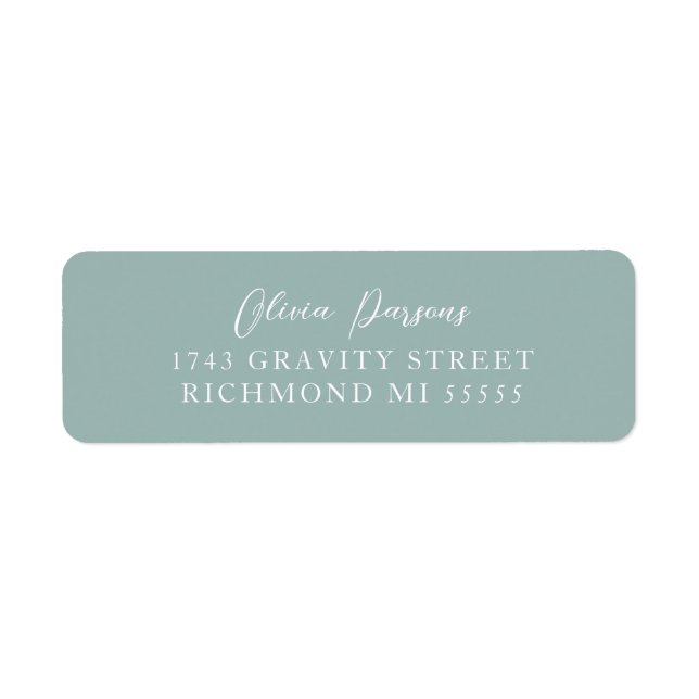 Seafoam Green Modern Minimally Scripted Address Label (Front)
