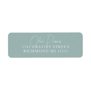 Seafoam Green Modern Minimally Scripted Address Label