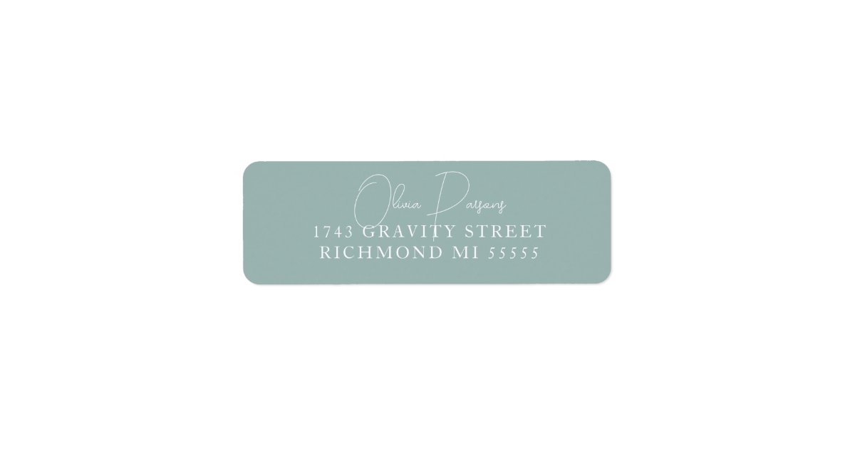 Seafoam Green Modern Minimally Scripted Address Label