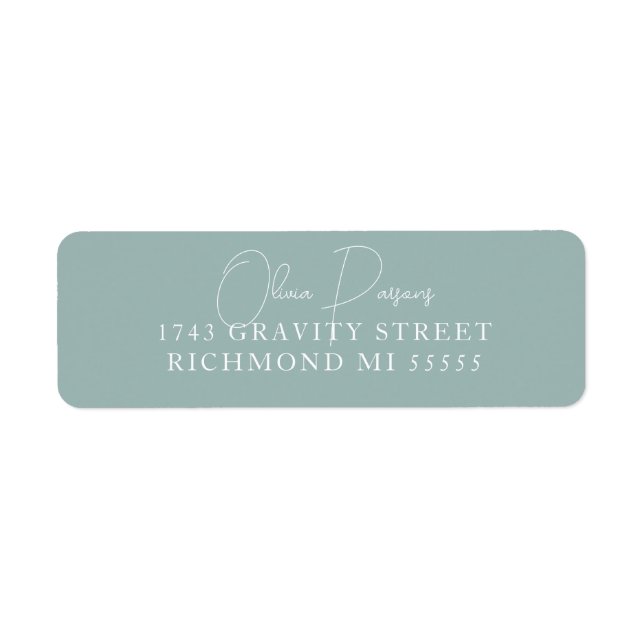 Seafoam Green Modern Minimally Scripted Address Label (Front)