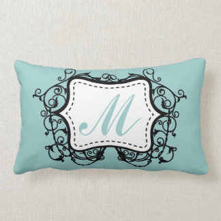 Seafoam Green Monogrammed Lumbar Pillow