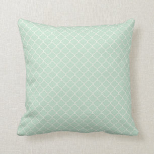 Seafoam Green Moroccan Quatrefoil Pattern Throw Pillow