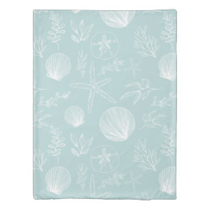 Seafoam Green Ocean Elements Duvet Cover