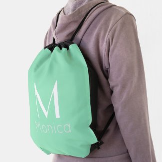 seafoam green - personalized drawstring bag