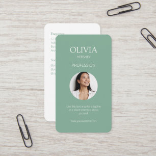 Seafoam Green Photo Social QR Code  Business Card