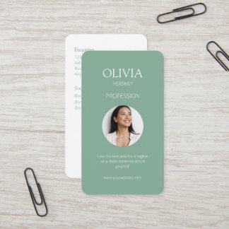 Seafoam Green Photo Social QR Code Business Card