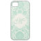 Seafoam Green Retro Floral Damask with Monogram