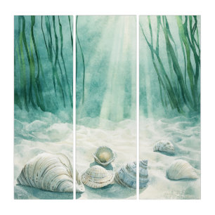 Seafoam Green Seashell Canvas Art