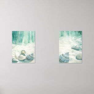 Seafoam Green Seashell Canvas Art Wall Art Sets