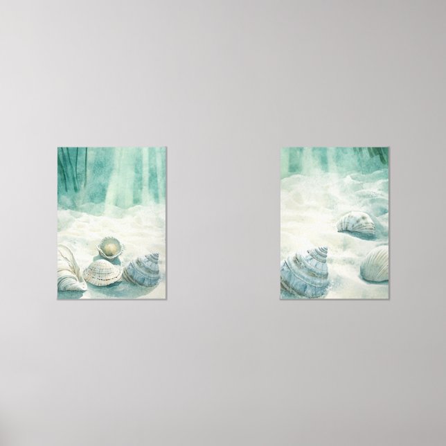 Seafoam Green Seashell Canvas Art Wall Art Sets (Front)