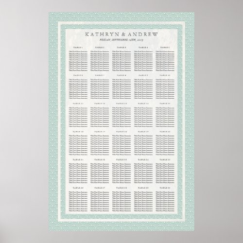 Seafoam Green Seigaiha WeddingEvent Seating Chart