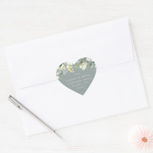Seafoam Green Snowberry+Eucalyptus Address Heart Sticker