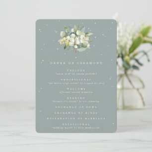 Seafoam Green Snowberry+Eucalyptus Bouquet Wedding Program