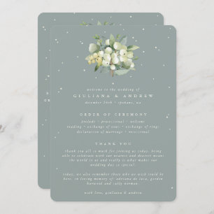 Seafoam Green Snowberry+Eucalyptus Bouquet Wedding Program